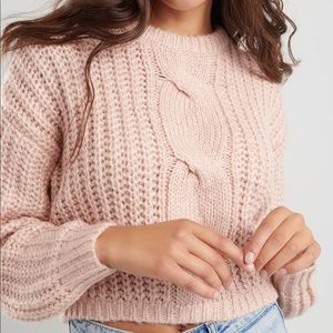 Garage Cable Knit Cropped Sweater